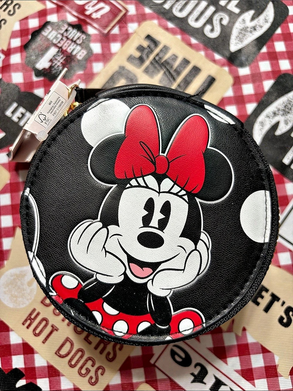 Disney Minnie Mouse Round jewelry bag Bag in Black & Red NWT